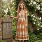 🎑50 % de réduction ✨Robe longue fluide à col en V et imprimé baroque pour femme