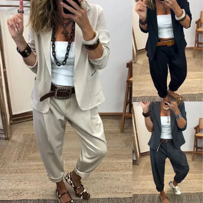 💎Ensemble Veste à Col & Pantalon pour Femme – Coupe Cintrée, Tissu Doux & Look Professionnel Élégant👖✨