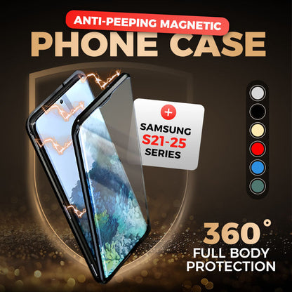 Coque de téléphone double face en verre trempé magnétique anti-espion pour Samsung série S25 à S21.
