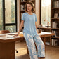 ✨53 % de réduction 🔥💙 Ensemble décontracté composé d'un haut long superposé à col rond et d'un pantalon à jambes larges