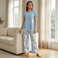 ✨53 % de réduction 🔥💙 Ensemble décontracté composé d'un haut long superposé à col rond et d'un pantalon à jambes larges