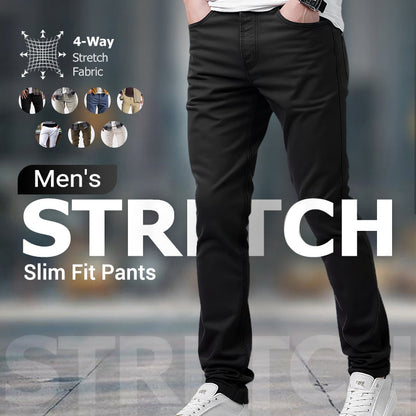 👖Pantalon slim décontracté pour homme, couleur unie + ceinture