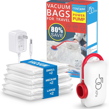 📦 50% DE RÉDUCTION ! 🔥 6 Sacs de Compression Sous Vide USB - Économisez 80% d'Espace, Imperméables et Réutilisables pour Voyage/Rangement ✈️🧳