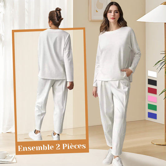 ✨️Ensemble 2 pièces haut à manches longues et pantalon à col rond