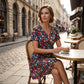 💐50% DE RÉDUCTION ! Robe Florale Col V – Imprimé Romantique 🌸🦋【Offre Limitée】