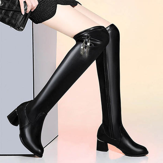 ✨série automne hiver✨bottes en cuir chaudes pour femmes✨avoir l'air mince