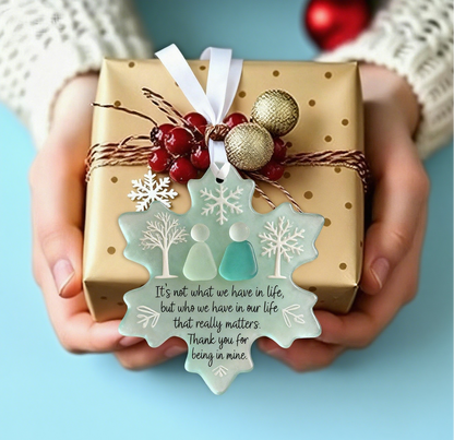 Ornement d’Amitié en Verre Marin en Forme de Flocon de Neige