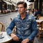 🧥 50% DE RÉDUCTION MAINTENANT ! 👖 Veste en jean délavé vintage pour homme décontractée – Design intemporel, tissu durable et poches fonctionnelles ✨