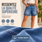 🩳🌸 OFFRE LIMITÉE -50% | Bermuda en Jean Taille Mi-Haute Femme – Denim Stretch Confort, Coupe Flatteuse & Poches Pratiques ✨