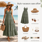 👗57 % de réduction + livraison gratuite à partir de 2 articles ! 🚚💨Robe longue à volants, dos nu et col licou pour femme
