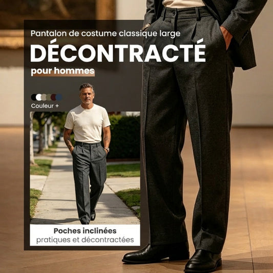 👖Pantalon Ample à Pinces Décontracté pour Homme – Coupe Élégante, Confortable & Look Polyvalent 🔷