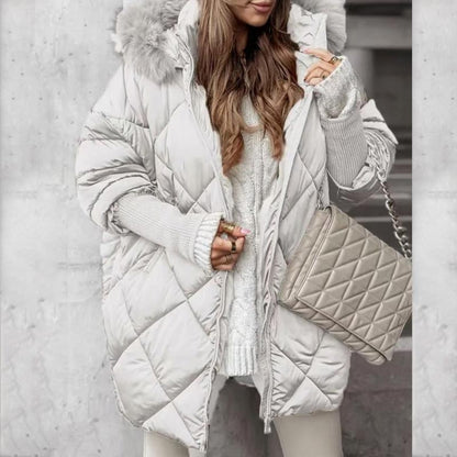 ❄️Offres spéciales hiver❄️ Parka mi-longue pour femme avec manches en tricot patchwork