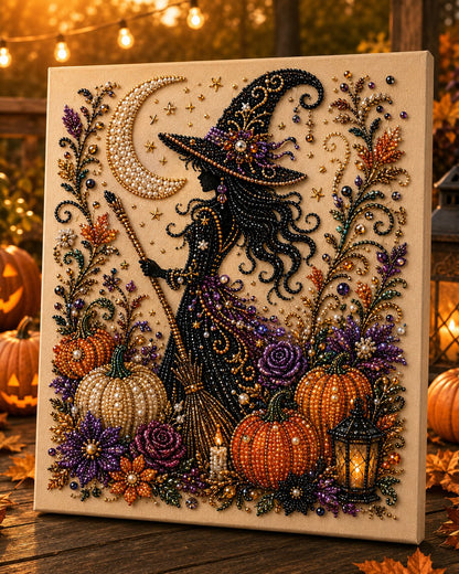 💥 50% DE RÉDUCTION – DERNIER JOUR ! 👻 Kit Pearl Art Halloween – Toile Adhésive & Perles Résine – DIY Fantômes & Citrouilles for Décoration