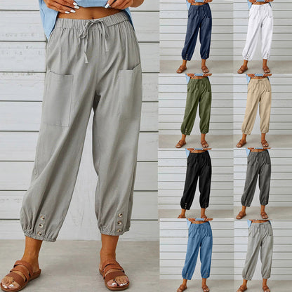 💎 Pantalon Ample Droit à Jambe Large pour Femmes – Coton & Lin Respirant, Coupe Flatteuse & Poches Pratiques 👖