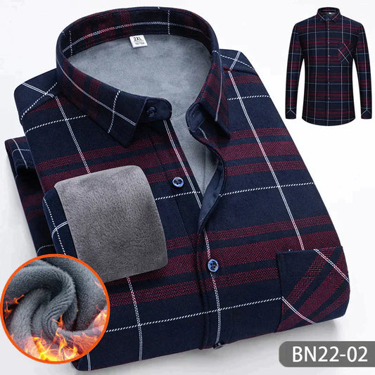 🔥 50% DE RÉDUCTION ! ✨ Chemise Homme Épaissie à Rayures pour Automne/Hiver - Double Couche Isolante, Chaleur 360°, Équivalent à 3 Chemises Classiques 👔❄️