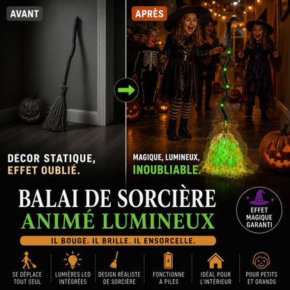 🎃 SOLDES 2026 : 50% DE RÉDUCTION ! 🧹 Balai de Sorcière Électrique Animé – LED Verte & Rire Sinistre for Décor Halloween Porte d'Entrée & Intérieur 👻