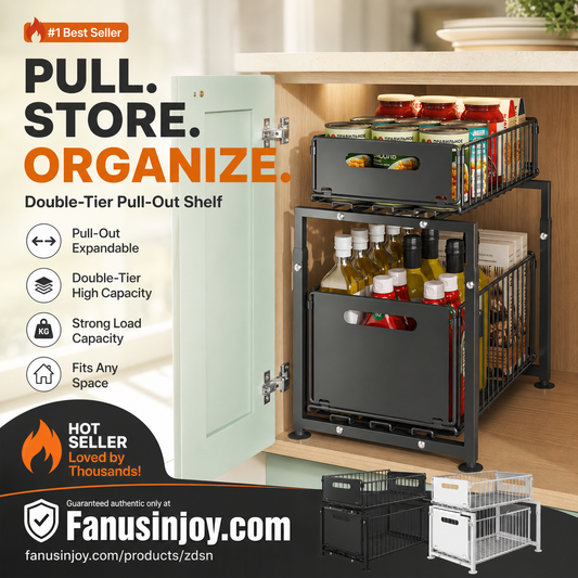📢📢50 % DE RÉDUCTION !! ⏰Organisateur de placard à double étagère coulissante – 5 réglages en hauteur, 2 niveaux coulissants, acier au carbone et grande capacité – Aucun montage nécessaire ✨