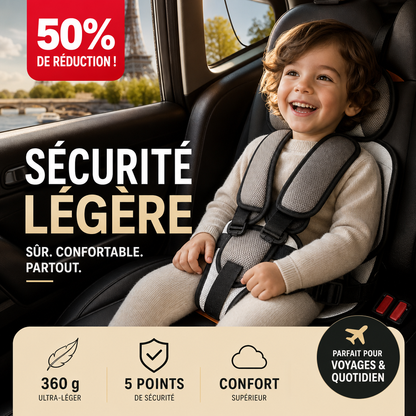 🚗 50% DE RÉDUCTION! 🧒 Siège Auto Portable pour Enfant – Léger (360 g), harnais 5 points & confort – Idéal pour les voyages et le quotidien ✨