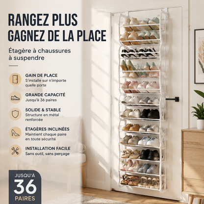 -50% Aujourd’hui 🔥👠 Étagère à Chaussures Suspendue 36 Paires