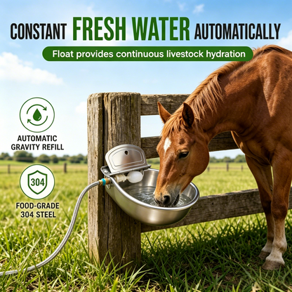 🐄 Abreuvoir Automatique en Acier Inoxydable 304 avec Flotteur et Orifice de Vidange pour Bétail, Chevaux, Moutons et Chiens 🤖