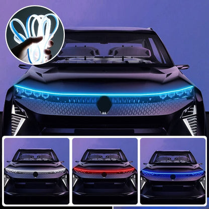 🚗 50% DE RÉDUCTION! 💡 Éclairage LED pour Capot – Scan Start dynamique, 12V universel & silicone – 1,2/1,5/1,8 m – Blanc/Bleu/Rouge ✨