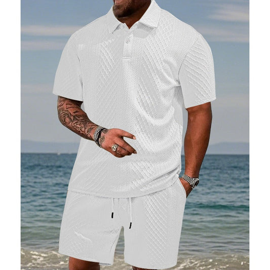 💎 60% DE RÉDUCTION ! 💎 Ensemble 2 Pièces Homme – Chemise Losange & Short à Cordon, Respirant, Anti-Froissement & Style Été 🌞👕
