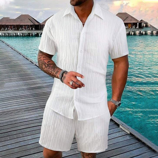💎Ensemble 2 Pièces Homme ✅ Chemise Ample & Short Rayé | Léger et Décontracté 🌿 -50% AUJOURD’HUI 🔥