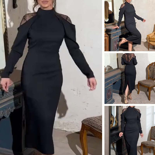 👗 Robe élégante à col montant pour femme