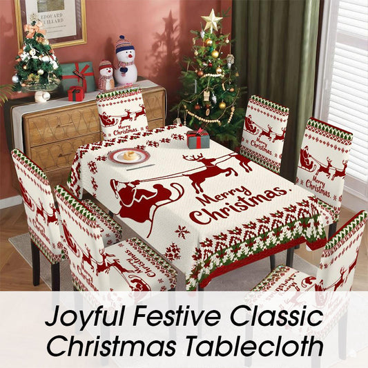 🔥50% DE RÉDUCTION✨Nappe de Noël Classique🎄Motifs Festifs Variés, Tissu Polyester Résistant aux Taches, Tailles Adaptées à Toutes les Tables🍽️