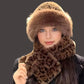 Ensemble 2 Pièces – Bonnet et Écharpe en Peluche à Imprimé Léopard