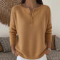 Pull en Maille à Col en V avec Boutons pour Femme