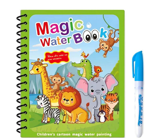 🎨 50% OFF NOW! ✨ Montessori Water Drawing Book - Reusable Pages with Invisible Patterns Revealed by Water Pen for Educational Fun 💦📚