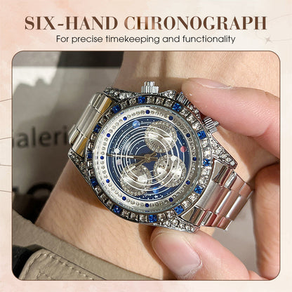 🔎【Artisanat de précision】⌚TINAIBIN Douze signes du zodiaque et ciel étoilé Montre automatique à diamants Montre squelette pour homme
