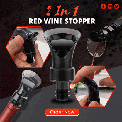 🍷 Aérateur de Vin 2-en-1 avec Bouchon de Conservation – Verseur Rapide Anti-Goutte pour Sublimer les Arômes du Vin