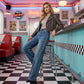 ✨🔥Jean large à jambes larges pour femme, orné de strass👖