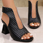💐49% DE RÉDUCTION ! Sandales à Talons Bout Ouvert – Tissage Chic & Talon Bloc Stable 💃✨【Offre Limitée】