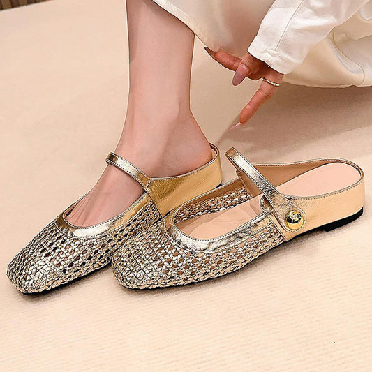 💎 Mules Mary Jane à Bout Carré Tissées – Respirantes, Confortables & Faciles à Enfiler 🌸👡