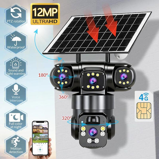 📹 50% DE RÉDUCTION! ☀️ Caméra de surveillance Wi-Fi 6K 9 MP pour l'extérieur | Zoom 10x, 3 objectifs, PTZ 360° | Indice de protection IP66, vision nocturne couleur, audio bidirectionnel, suivi de mouvement