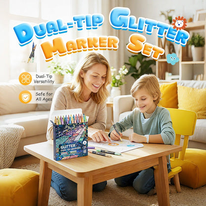 🎨Marqueurs pinceaux à effet pailleté🥇Créez des œuvres scintillantes en toute fluidité 🥳 (🌈24 à 96 couleurs | Écriture fluide sans bouchons | Ne traverse pas le papier📝)