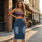 👗 54% DE RÉDUCTION! ✨ Jupe en Jean Taille Haute – Ourlet Effiloché, Coupe A-Line & Denim Stretch, Un Indispensable Vintage Pour Un Style Tendance 🌸