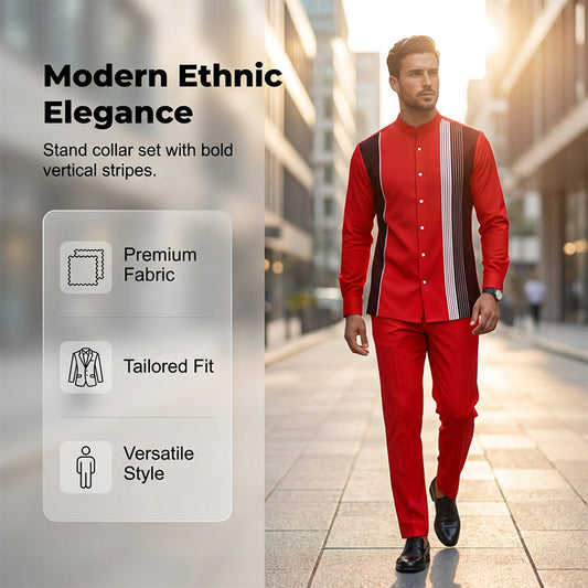 📢📢36 % de réduction !! ⏰Ensemble 2 pièces homme chemise rayée et pantalon – style sans effort