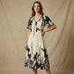 👗 54% de réduction+Livraison gratuite✨💃Robe midi élégante à col en V et imprimé botanique