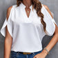 T-shirt monochrome élégant pour femme, col en V et épaules dénudées