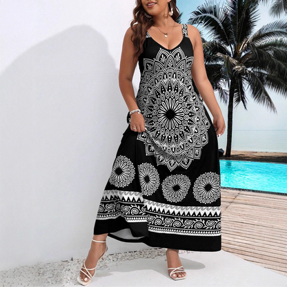 Robe longue bohème à imprimé mandala avec bretelles fines