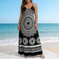 Robe longue bohème à imprimé mandala avec bretelles fines