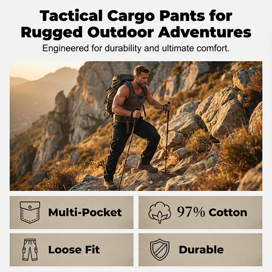 🪖 PROMO LIMITÉE 50% DE RÉDUCTION ! 🏕️ Pantalon Cargo Tactique – Multi-Poches, Tissu Coton Élastique & Coupe Droite ✨ Livraison Gratuite