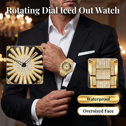 ⌚ 55% DE RÉDUCTION! 💎 Montre Homme à Cadran Rotatif Serti de Diamants – Lunette Tournante, Élégance Luxueuse & Parfaite Pour Les Soirées 🔥