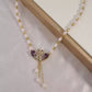 💖Collier Violet à Deux Cygnes en Cœur – Idée Cadeau Romantique pour Elle (Longueur Réglable 41-50 cm)