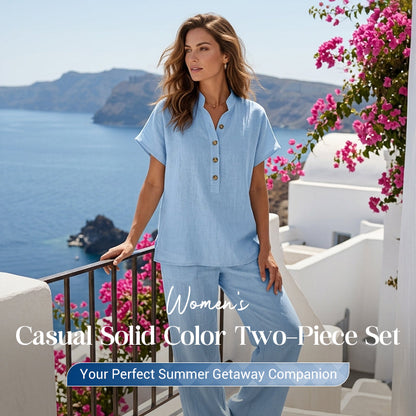 ⛱️ Ensemble Été Femme 2 Pièces : T-shirt + Pantalon Long | Léger & Respirant