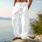 👖🌿 PROMO FLASH 50% ! Pantalon Cargo Homme Coton & Lin – Coupe Loose, Respirant, Poches Multiples, Taille Cordon, 6 Couleurs, 6 Tailles, Parfait Été 🍃
